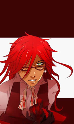 The Enigmatic Butler, Grell Sutcliff From Black Butler Anime Series In A Dynamic Pose. Wallpaper