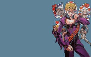 The Epic Gang Of Vento Aureo In Action - Jojo's Bizarre Adventure Wallpaper