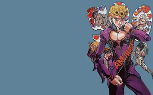 The Epic Gang Of Vento Aureo In Action - Jojo's Bizarre Adventure Wallpaper