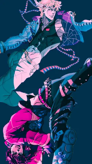 The Fierce Battle Of Joseph Joestar And His Friends In Battle Tendency Wallpaper