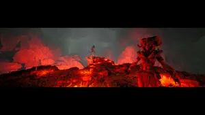 The Fiery Volcanic Landscape Of Mustafar Wallpaper