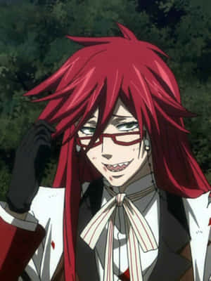 The Flamboyant Reaper, Grell Sutcliff On A Red Background. Wallpaper