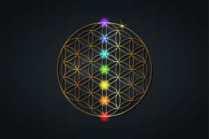 The Flower Of Life With Seven Golden Lights Wallpaper