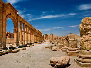 The Great Colonnade At Palmyra Wallpaper