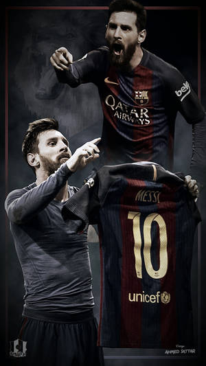 The Great Leo Messi Roars In Excitement Wallpaper