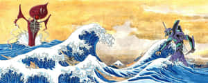 The Great Wave Off Kanagawa Embracing The Seashore Wallpaper