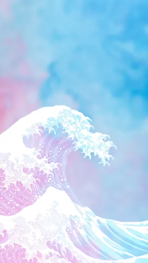 The Great Wave Pastel Minimalist Wallpaper
