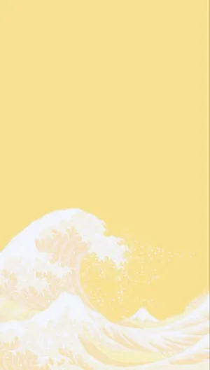 The Great Wave Pastel Yellow Background Wallpaper