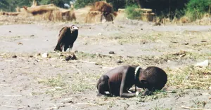 The Harsh Reality Of Life: A Vulture Stalks An Emaciated Child Wallpaper