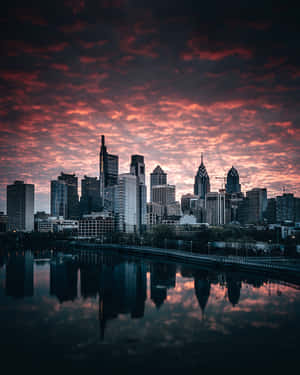 The Heart Of Philadelphia Shines In The Night Wallpaper