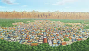 The Hidden Leaf Village In Bright Colors Wallpaper