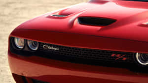 The Hood Of A Red Dodge Challenger Wallpaper