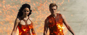 The Hunger Games Flaming Outfit Wallpaper