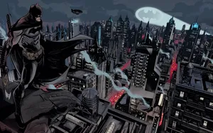 The Iconic Bat Signal Lights Up The Night Sky Wallpaper