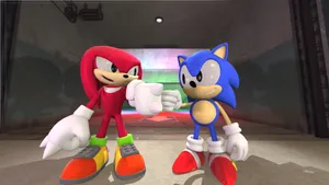 The Iconic Duo, Sonic And Knuckles, In Action Wallpaper