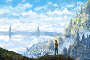 The Iconic Flying Castle Of Laputa In The Sky. Wallpaper