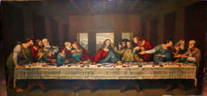 The Iconic Last Supper Painting By Leonardo Da Vinci Wallpaper