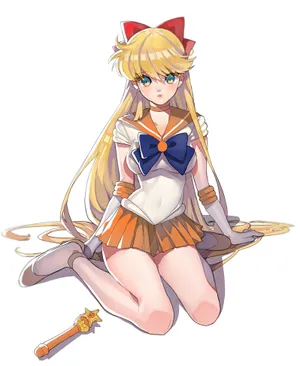 The Iconic Sailor Venus In Her Classic Costume, Ready For Battle Wallpaper