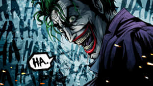 The Infamous Joker From The Killing Joke Smiling Maniacally In A Dark Carnival Setting Wallpaper