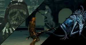 The Intense Battle With A Fearsome Dark Souls Boss Wallpaper