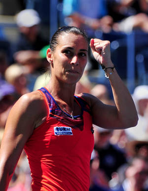 The Intense Flavia Pennetta In Action Wallpaper