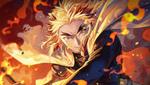 The Intense Gaze Of Flame Hashira Kyojuro Rengoku Wallpaper