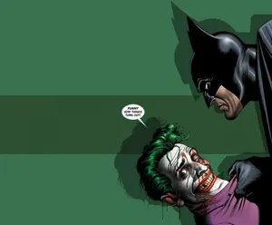 The Joker In His Malevolent Form, Laughing Maniacally In A Sinister Dark Cityscape. Wallpaper