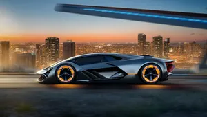 The Lamborghini Aventador S Concept Is Driving Down The Road Wallpaper