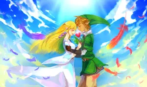 The Legend Of Zelda: Skyward Sword - Link And Fi Exploring The Vibrant World. Wallpaper