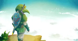 The Legend Of Zelda: Skyward Sword - Link And Zelda Amidst A Breathtaking Landscape Wallpaper