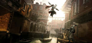 The Legendary Assassin, Ezio Auditore In Action Wallpaper