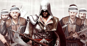 The Legendary Assassin Ezio Auditore In Action Wallpaper