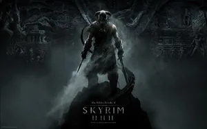 The Legendary Dragonborn Unleashes Power In Skyrim Wallpaper