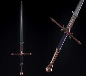 The Legendary Excalibur Sword In Stone Amidst Mysterious Forest Wallpaper