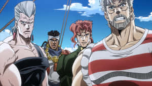 The Legendary Heroes Of Stardust Crusaders In Action Wallpaper