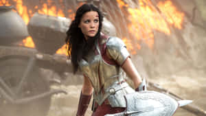 The Legendary Lady Sif Ready For Battle Wallpaper