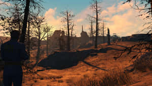 The Lone Wanderer Exploring The Capital Wasteland In Fallout 4 Wallpaper