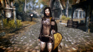The Loyal And Fearless Lydia, Housecarl Of The Dragonborn, In The Enthralling World Of Skyrim. Wallpaper