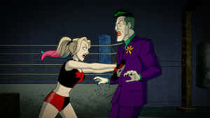 The Mad Lovers - Harley Quinn And Joker In A Classic Cartoon Style Wallpaper