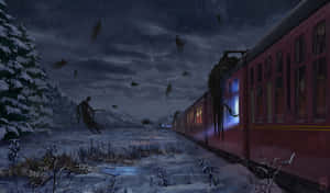 The Magical Hogwarts Express Leaving The Platform For Another Enchanting Journey. Wallpaper