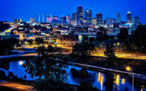 The Magnificent Nightscape Of Kansas City Wallpaper