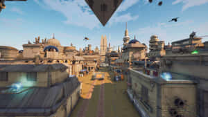 The Majestic City Of Jedha Under A Captivating Blue Sky Wallpaper
