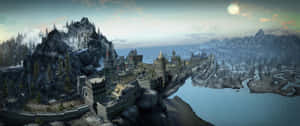 The Majestic City Of Solitude In Skyrim, Towering Over A Stunning Landscape. Wallpaper