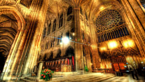 The Majestic Interior Of Cologne Cathedral Wallpaper