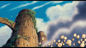 The Majestic Laputa Castle Stands In The Sky, Its Mysterious Architecture Captivating The Viewer. Wallpaper