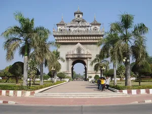 The Majestic Patuxai War Monument In Vientiane, Laos Wallpaper