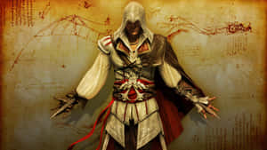 The Master Assassin Ezio Auditore In Action Wallpaper