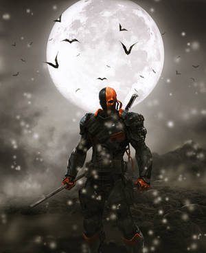 The Menacing Deathstroke Takes Aim In The Midst Of A Cosmic Battlefield. Wallpaper