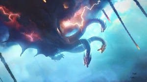 The Menacing Three-headed Creature King Ghidorah In Godzilla: King Of The Monsters Wallpaper