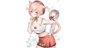 The Mesmerizing Fantasy Art Of A Miqo'te Girl Wallpaper